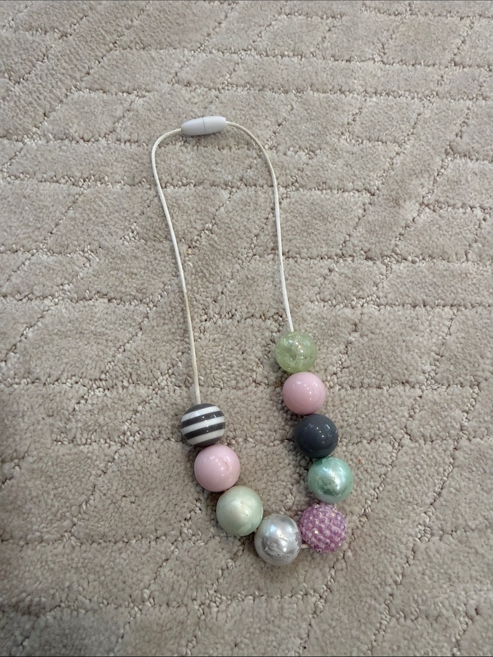 Pastel Statement Bubble Bead Necklace - Pink, Mint, Gray